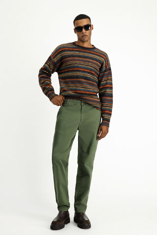  Koyu Haki Regular Fit Likralı Kanvas / Chino Pantolon