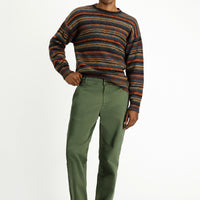 Dark Haki Regular Fit Standard Cut Lycra Canvas / Chino Trousers