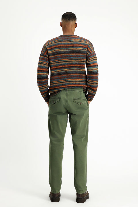 Koyu Haki 6 Drop Regular Fit Standart Kesim Likralı Kanvas / Chino Pantolon