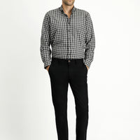 Siyah Regular Fit Standart Kesim Likralı Kanvas / Chino Pantolon