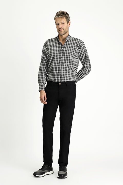 Siyah 7 Drop Slim Fit Dar Kesim Likralı Kanvas / Chino Pantolon