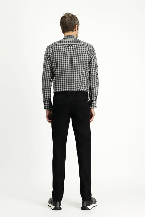 Siyah Slim Fit Dar Kesim Likralı Kanvas / Chino Pantolon