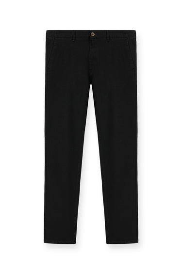 Siyah Regular Fit Likralı Kanvas / Chino Pantolon