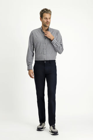  Koyu Lacivert 7 Drop Slim Fit Dar Kesim Likral? Kanvas / Chino Pantolon-Ki??l?