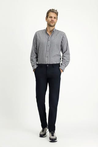  Koyu Lacivert 7 Drop Slim Fit Dar Kesim Likralı Kanvas / Chino Pantolon