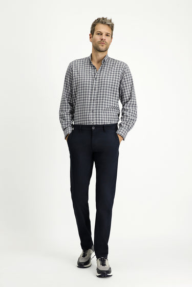  Koyu Lacivert Slim Fit Dar Kesim Likralı Kanvas / Chino Pantolon