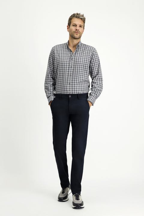 Dark Navy Regular Fit Standard Cut Lycra Canvas / Chino Trousers