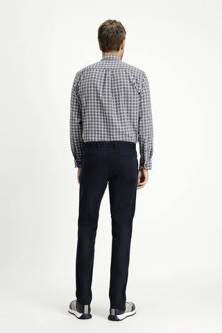  Koyu Lacivert 7 Drop Slim Fit Dar Kesim Likral? Kanvas / Chino Pantolon-Ki??l?