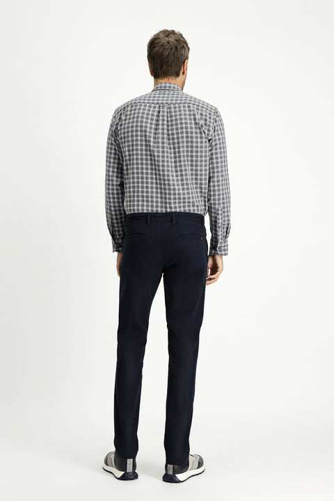 Dark Navy Regular Fit Standard Cut Lycra Canvas / Chino Trousers