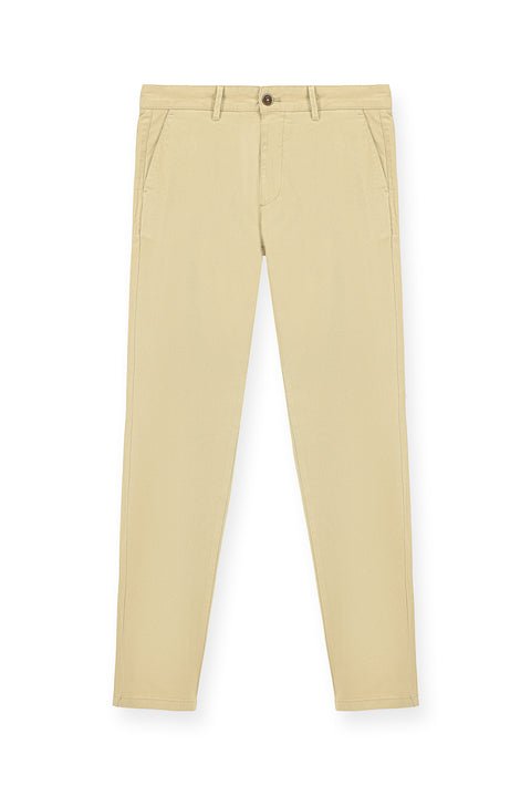 Medium Beige Relaxed Fit Stretch Canvas / Chino Trousers