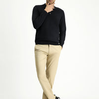 Orta Bej 7 Drop Slim Fit Dar Kesim Likralı Kanvas / Chino Pantolon