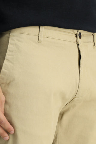  Orta Bej Slim Fit Dar Kesim Likralı Kanvas / Chino Pantolon