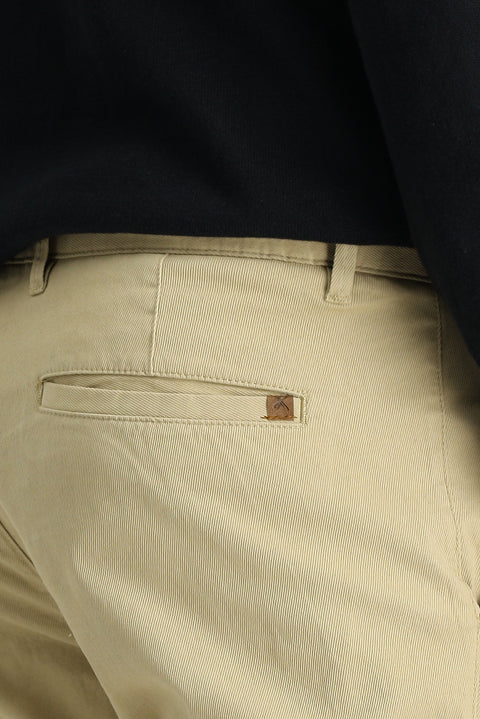 Orta Bej 7 Drop Slim Fit Dar Kesim Likralı Kanvas / Chino Pantolon