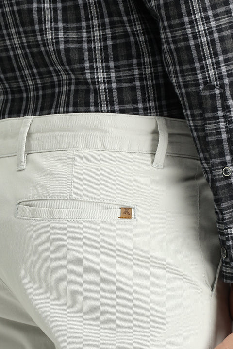 Stone Regular Fit Standard Cut Lycra Canvas / Chino Trousers