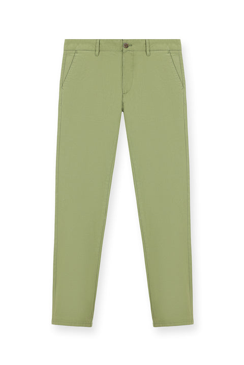 Yağ Yeşili-Olive Slim Fit Dar Kesim Likralı Kanvas / Chino Pantolon