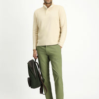 Yağ Yeşili-Olive Slim Fit Dar Kesim Likralı Kanvas / Chino Pantolon