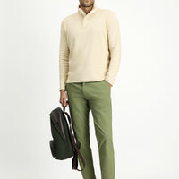 Yağ Yeşili-Olive Slim Fit Dar Kesim Likralı Kanvas / Chino Pantolon
