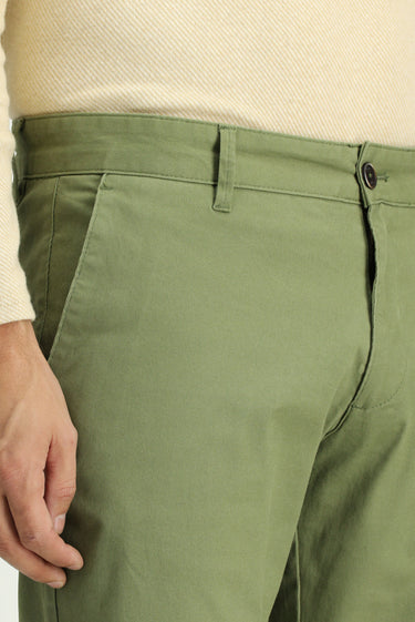  Yağ Yeşili-Olive Regular Fit Likralı Kanvas / Chino Pantolon