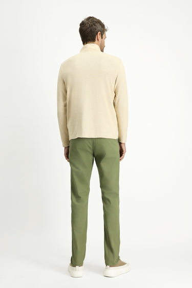 Yağ Yeşili-Olive Regular Fit Likralı Kanvas / Chino Pantolon