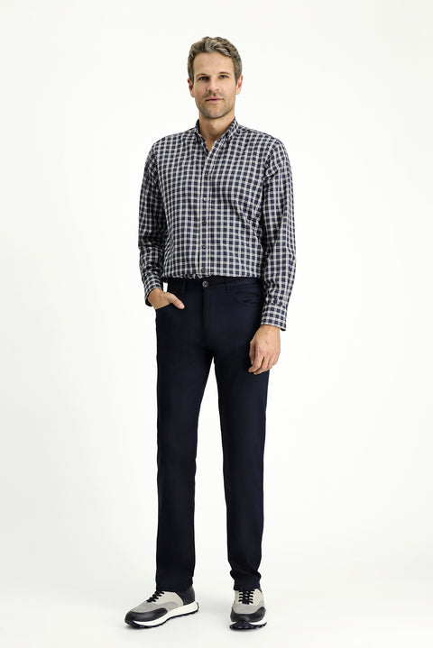 Koyu Lacivert 6 Drop Regular Fit Standart Kesim Likralı Kanvas / Chino Pantolon