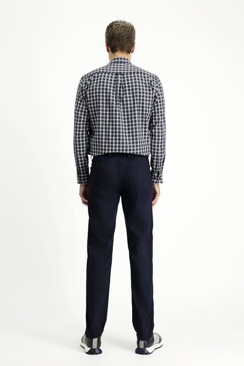 Koyu Lacivert 6 Drop Regular Fit Standart Kesim Likralı Kanvas / Chino Pantolon