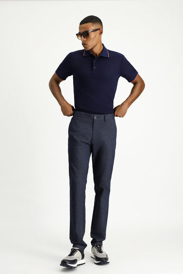  Koyu Lacivert Relaxed Fit Rahat Kesim Likralı Kanvas / Chino Pantolon