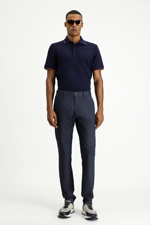 Koyu Lacivert Relaxed Fit Rahat Kesim Likralı Kanvas / Chino Pantolon