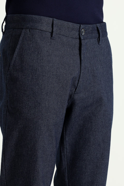 Koyu Lacivert Regular Fit Standart Kesim Likralı Kanvas / Chino Pantolon