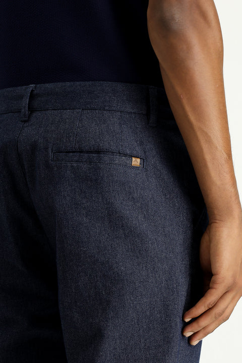 Koyu Lacivert Regular Fit Standart Kesim Likralı Kanvas / Chino Pantolon