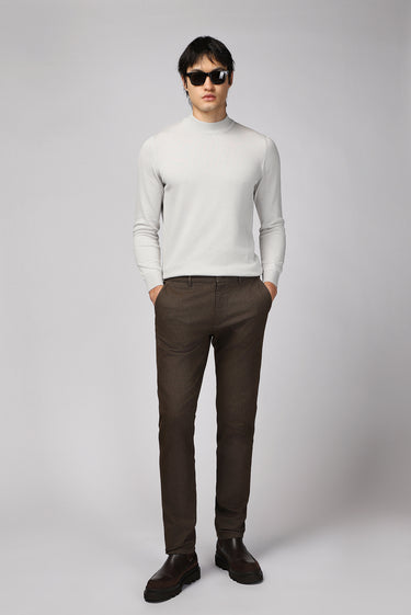  Koyu Kahve Relaxed Fit Rahat Kesim Likralı Kanvas / Chino Pantolon