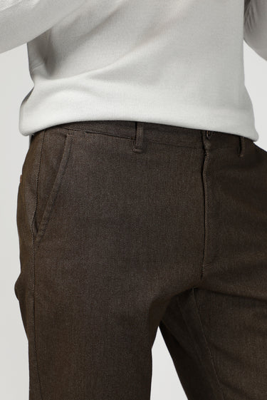  Koyu Kahve Relaxed Fit Rahat Kesim Likralı Kanvas / Chino Pantolon
