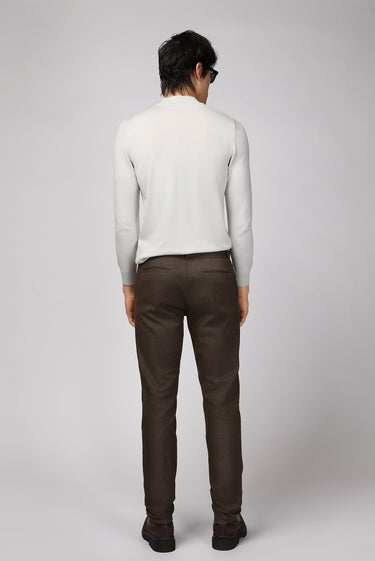  Koyu Kahve Regular Fit Likralı Kanvas / Chino Pantolon