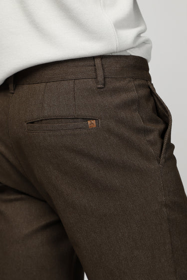 Koyu Kahve Regular Fit Likralı Kanvas / Chino Pantolon