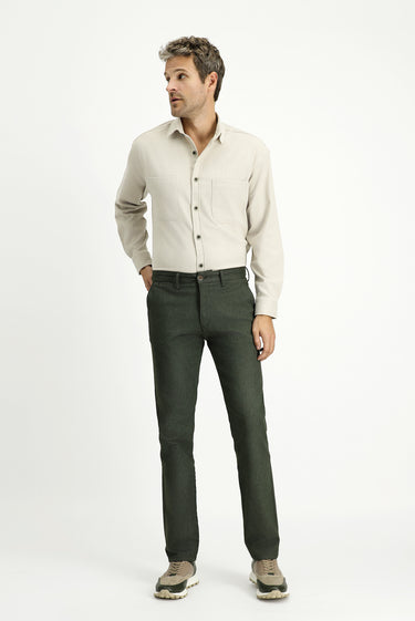 Koyu Yeşil Relaxed Fit Rahat Kesim Likralı Kanvas / Chino Pantolon