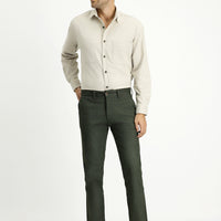 Dark Green Relaxed Fit Stretchy Canvas / Chino Trousers