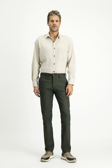  Koyu Yeşil Regular Fit Likralı Kanvas / Chino Pantolon
