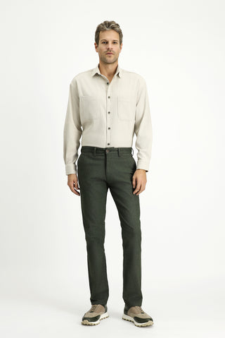  Koyu Yeşil Regular Fit Standart Kesim Likralı Kanvas / Chino Pantolon