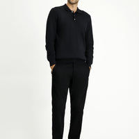 Siyah Regular Fit Standart Kesim Desenli Likralı Kanvas / Chino Pantolon