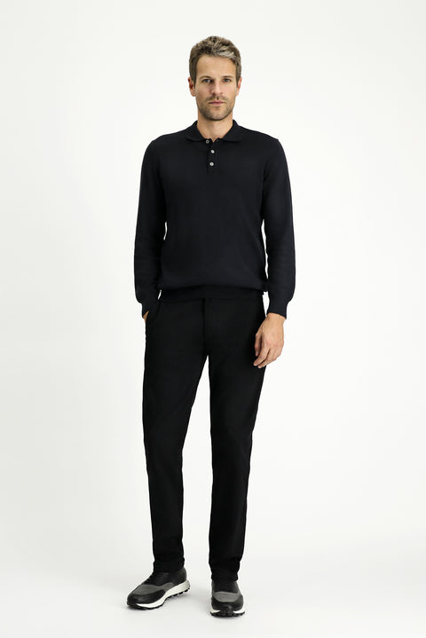 Siyah Regular Fit Standart Kesim Desenli Likralı Kanvas / Chino Pantolon