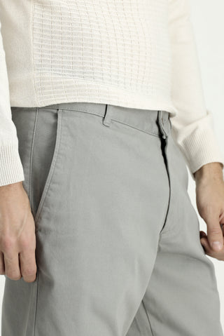  Orta Gri Regular Fit Desenli Likralı Kanvas / Chino Pantolon