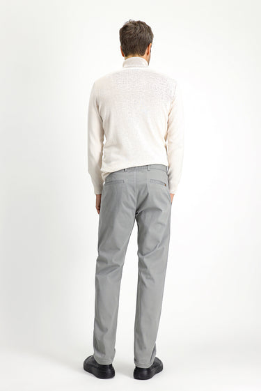 Orta Gri Regular Fit Desenli Likralı Kanvas / Chino Pantolon