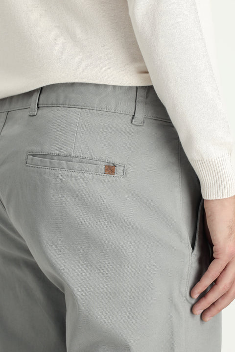 Orta Gri Regular Fit Standart Kesim Desenli Likralı Kanvas / Chino Pantolon