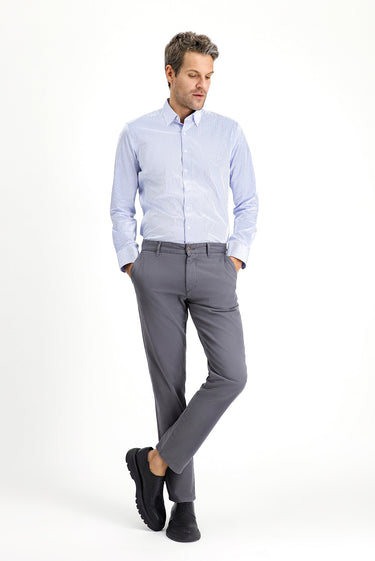  Orta Gri Regular Fit Likralı Kanvas / Chino Pantolon