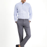 Medium Grey Regular Fit Standard Cut Lycra Canvas / Chino Trousers