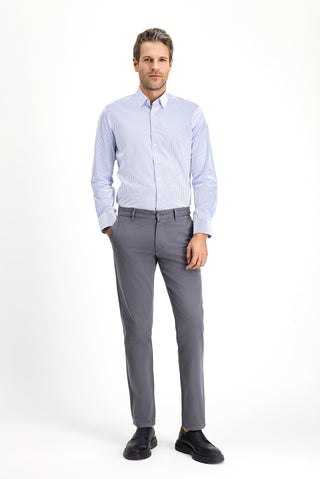  Orta Gri 6 Drop Regular Fit Standart Kesim Likral? Kanvas / Chino Pantolon-Ki??l?