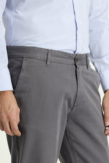 Orta Gri Slim Fit Dar Kesim Likralı Kanvas / Chino Pantolon
