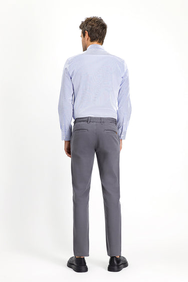Orta Gri Slim Fit Dar Kesim Likralı Kanvas / Chino Pantolon