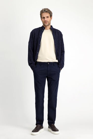  Koyu Lacivert Regular Fit Likralı Kanvas / Chino Pantolon