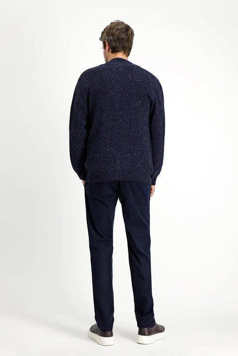 Koyu Lacivert 6 Drop Regular Fit Standart Kesim Likralı Kanvas / Chino Pantolon