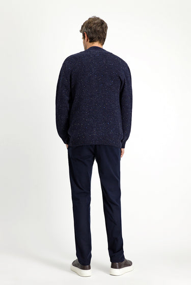  Koyu Lacivert Slim Fit Dar Kesim Likralı Kanvas / Chino Pantolon